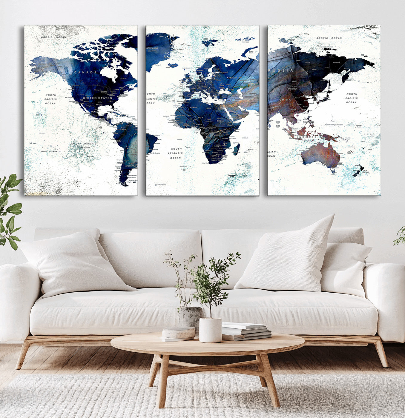 27071-MGV-CV-60X30-3P-Push Pin World Map Canvas Print – Framed Wall Art for Couples to Track Their Travels – Anniversary Gift or Home Adventure Decor