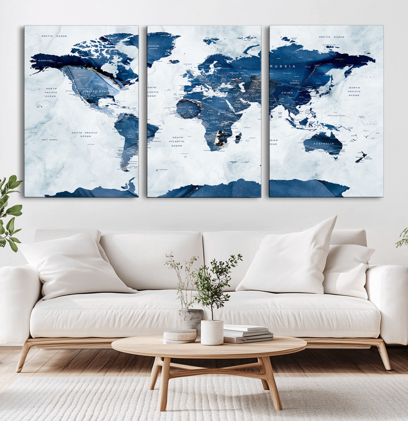 MGV-CV-60X30-3P - Push Pin World Map Canvas Print – Framed Wall Art for Couples to Track Their Travels – Anniversary