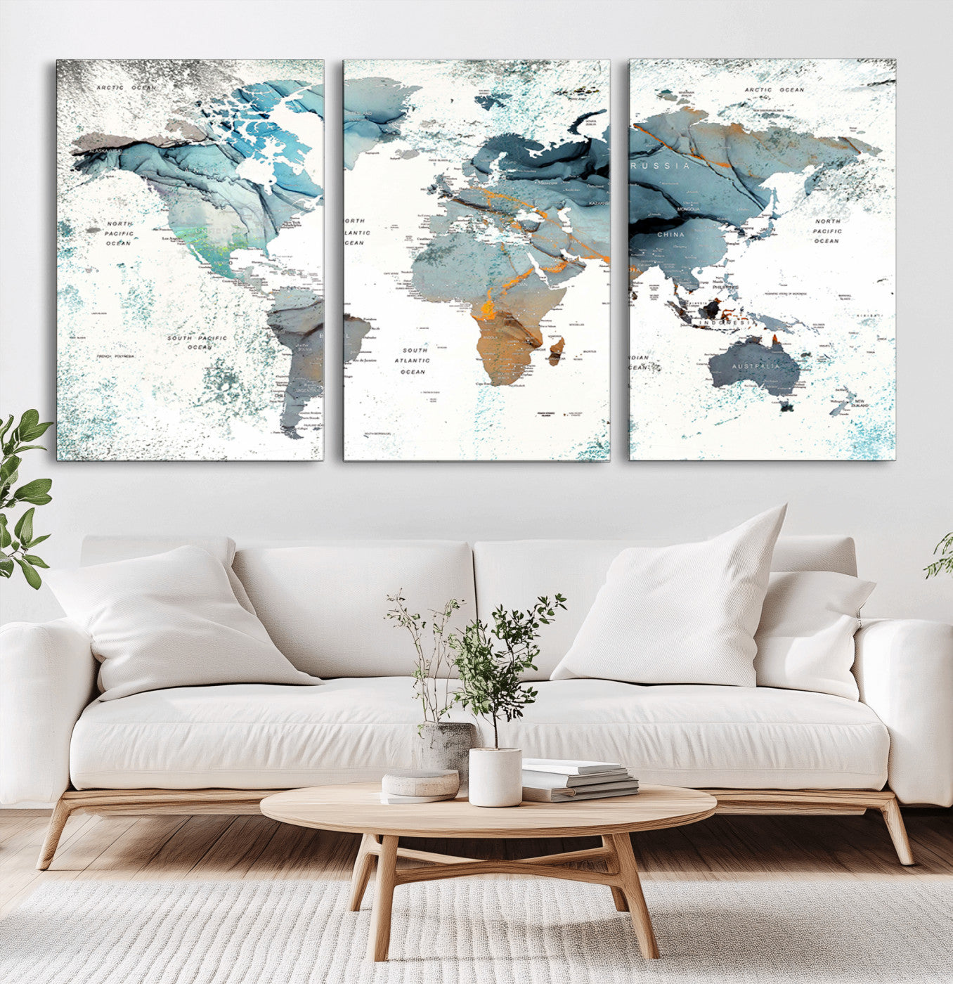 48730-MGV-CV-60X30-3P-Push Pin World Map Canvas Print – Framed Wall Art for Couples to Track Their Travels – Anniversary Gift or Home Adventure Decor