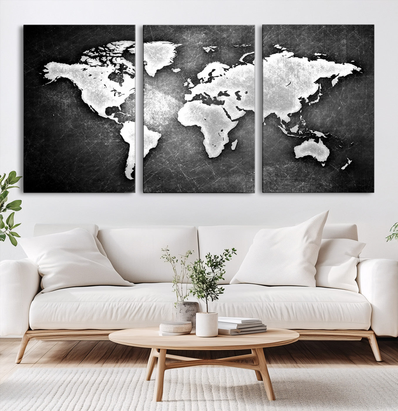 34390-MGV-CV-60X30-3P-World Map Wall Art Canvas Print – Framed Wall Art for Anniversary Gift or Home Adventure Decor