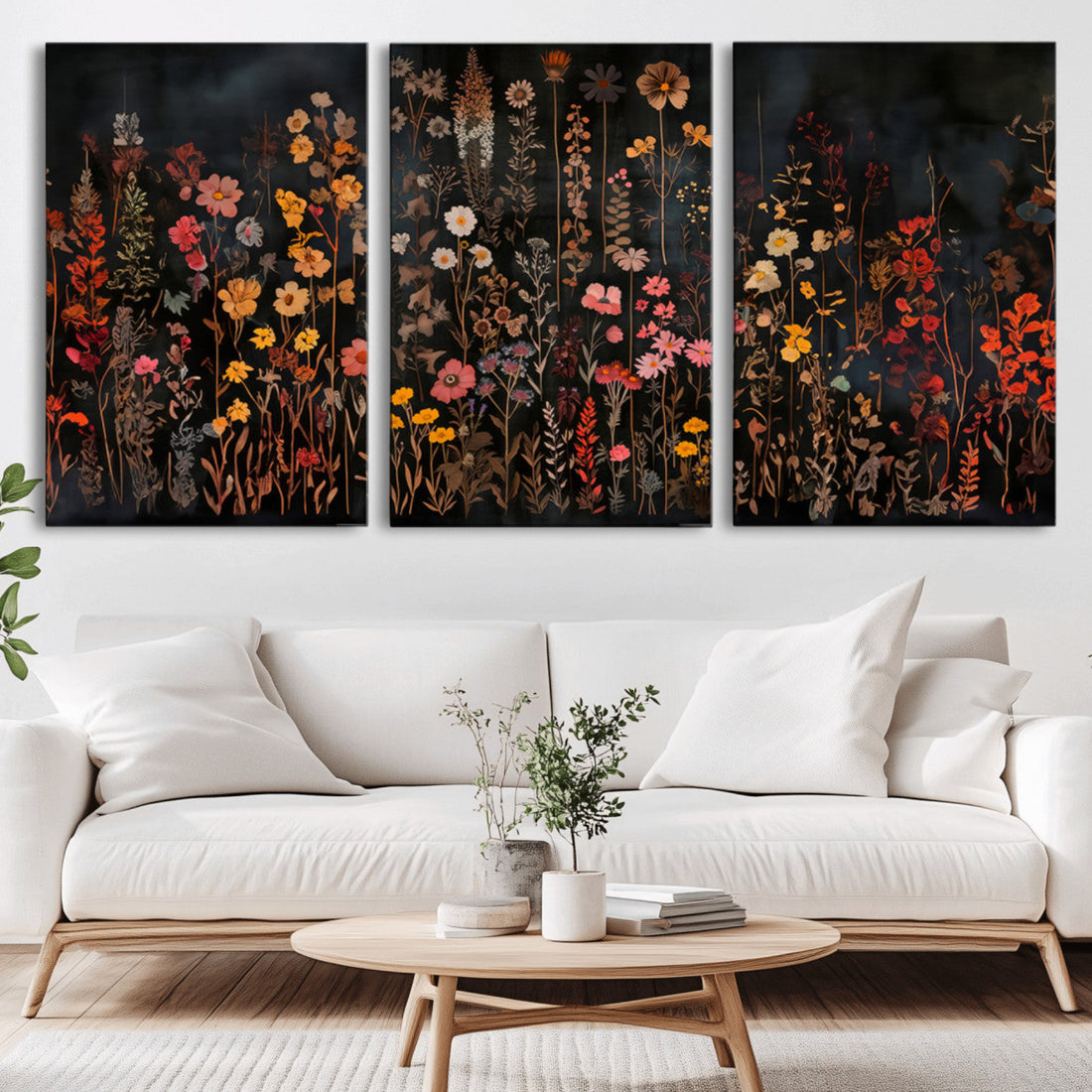 Large Floral Painting Print Illustration Flowers Canvas Wall Art