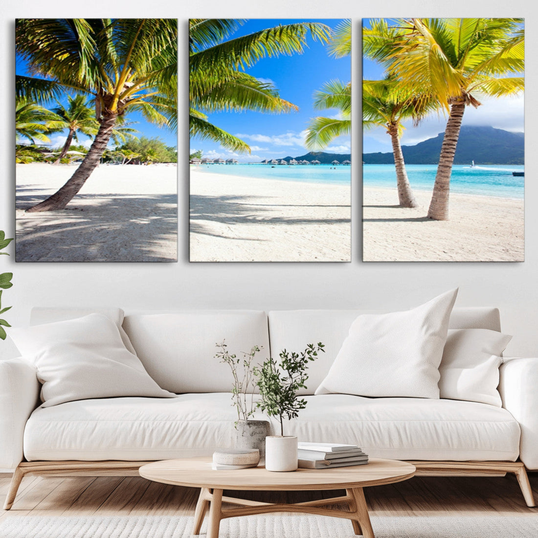 Blue Beach and Sea Wall Art Canvas Print