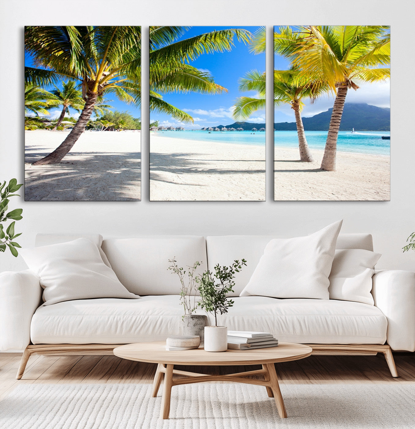 MGV-CV-60X30-3P - Blue Beach and Sea Wall Art Canvas Print