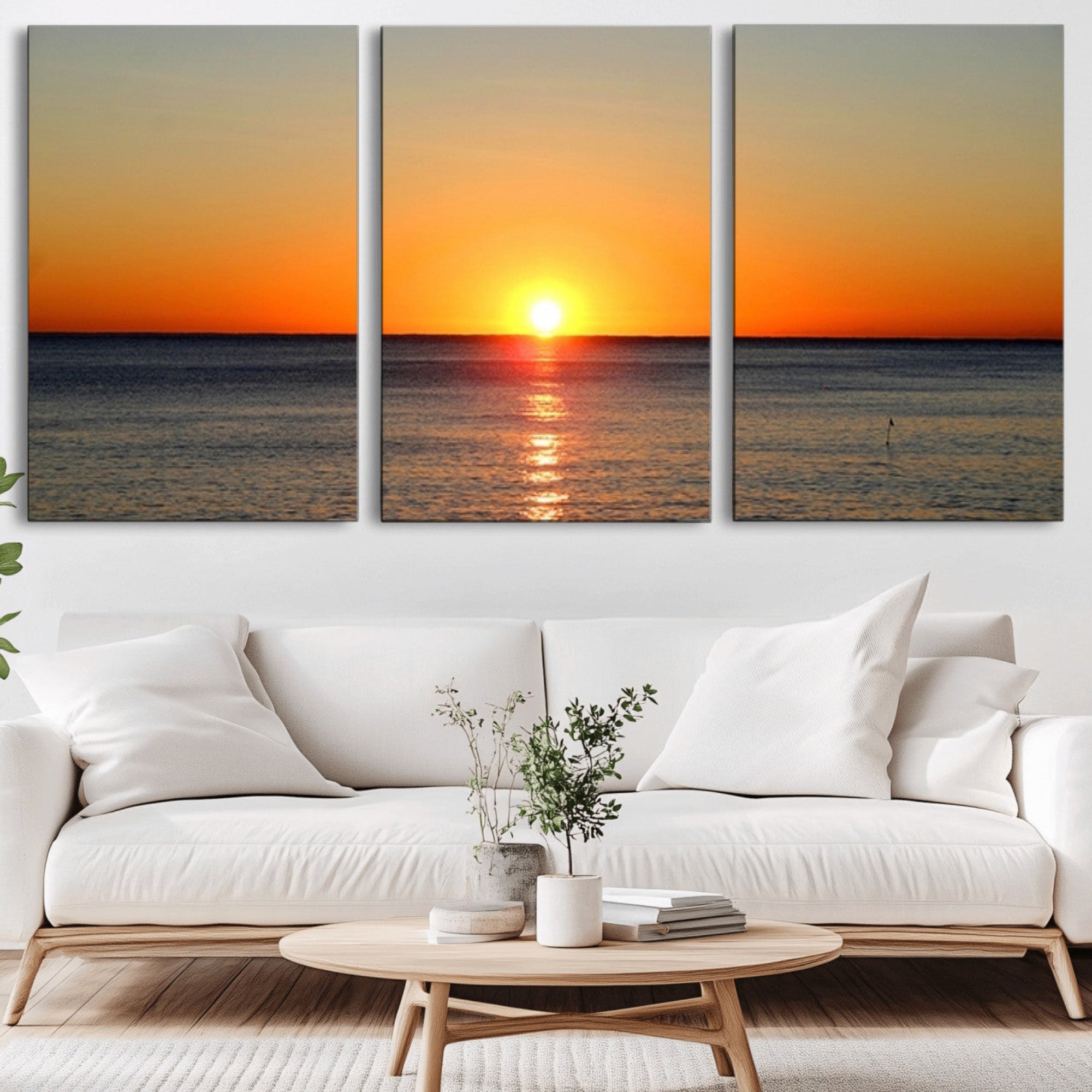 54676-MGV-CV-36X24-Golden Horizon Sunset Over Ocean Wall Art Canvas Print – Tropical Beach Canvas Wall Art – Giclee