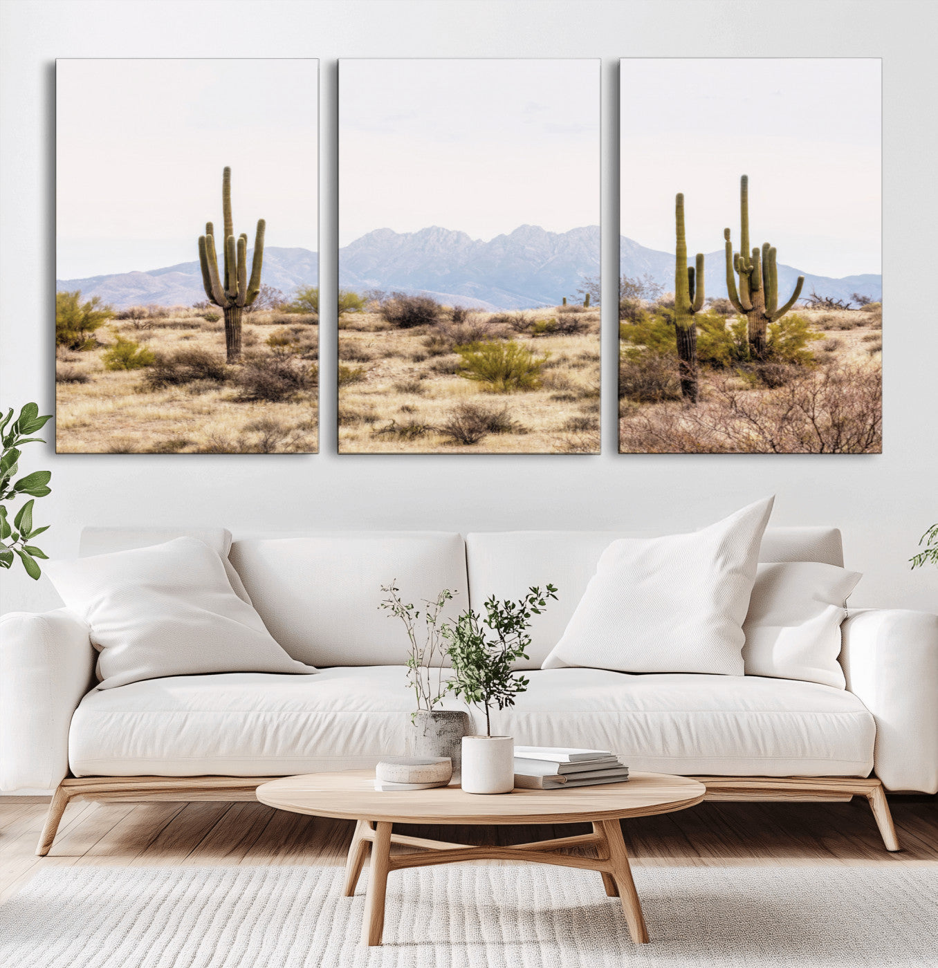 97436-MGV-CV-60X30-3P-Arizona Desert Wall Art Print | Arizona Desert Canvas Print with Saguaro Cacti | Southwestern Landscape Wall Art | Framed Farmhouse Decor