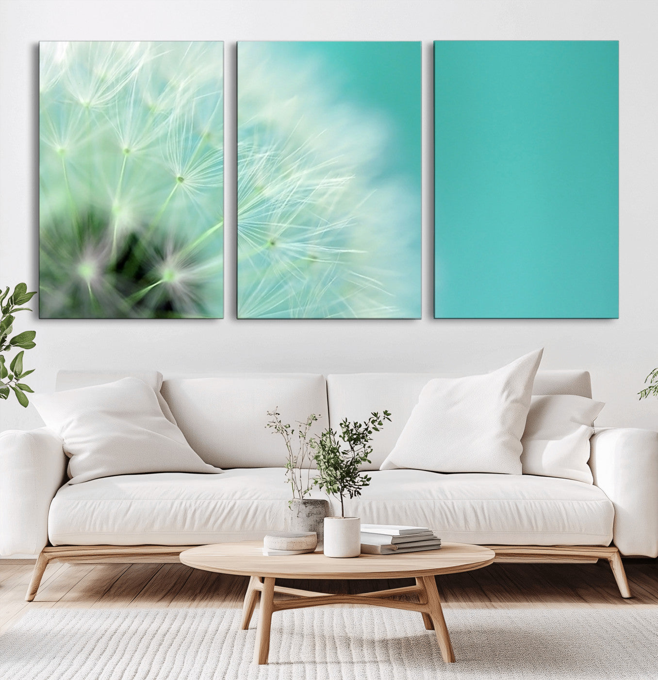 26056-MGV-CV-60X30-3P-DANDELION Flower Wall Art Canvas Print, Canvas Dandelion Floral Wall Art