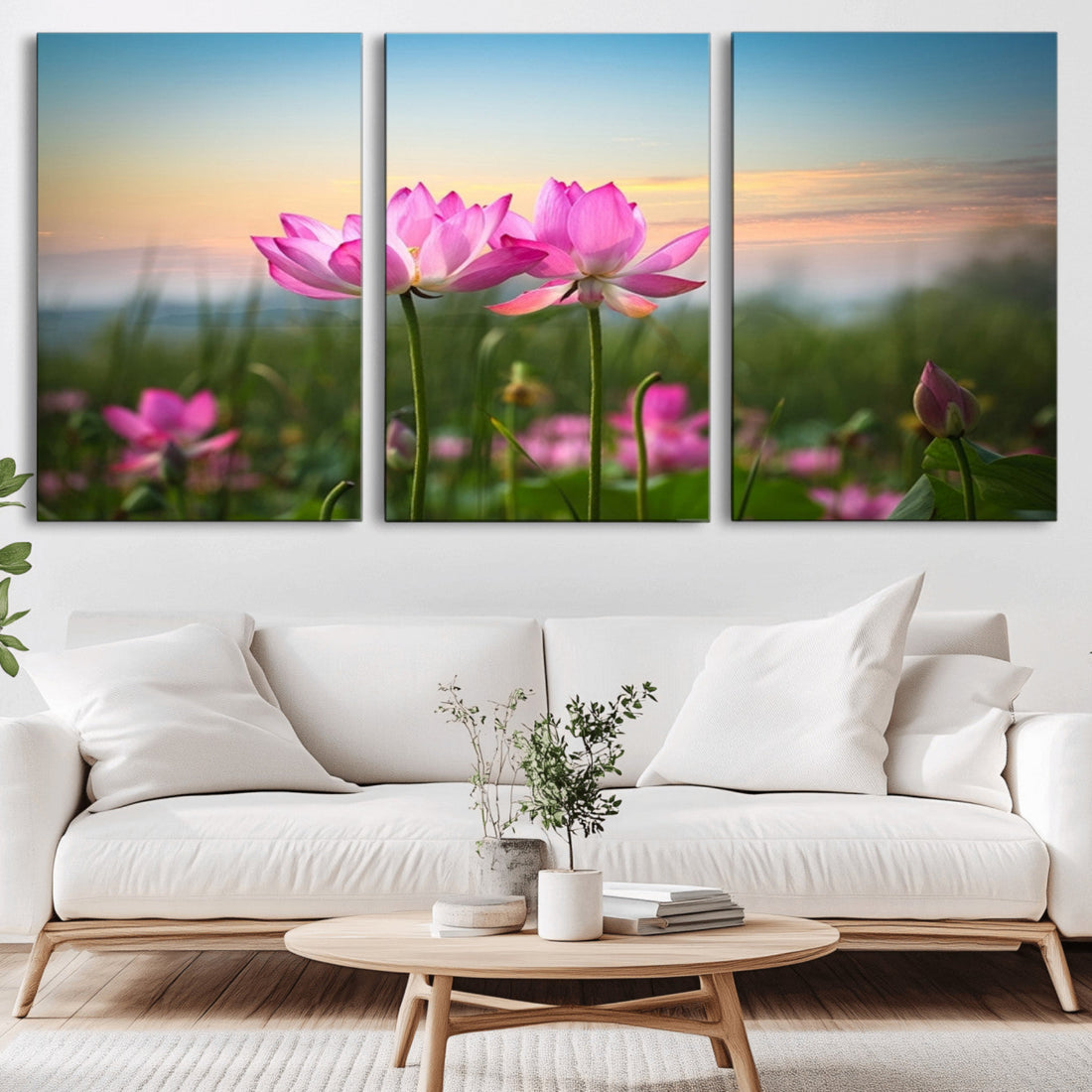 Pink Flower on the Mountain Canvas Print, Framed Pink Flower Canvas Wall Art