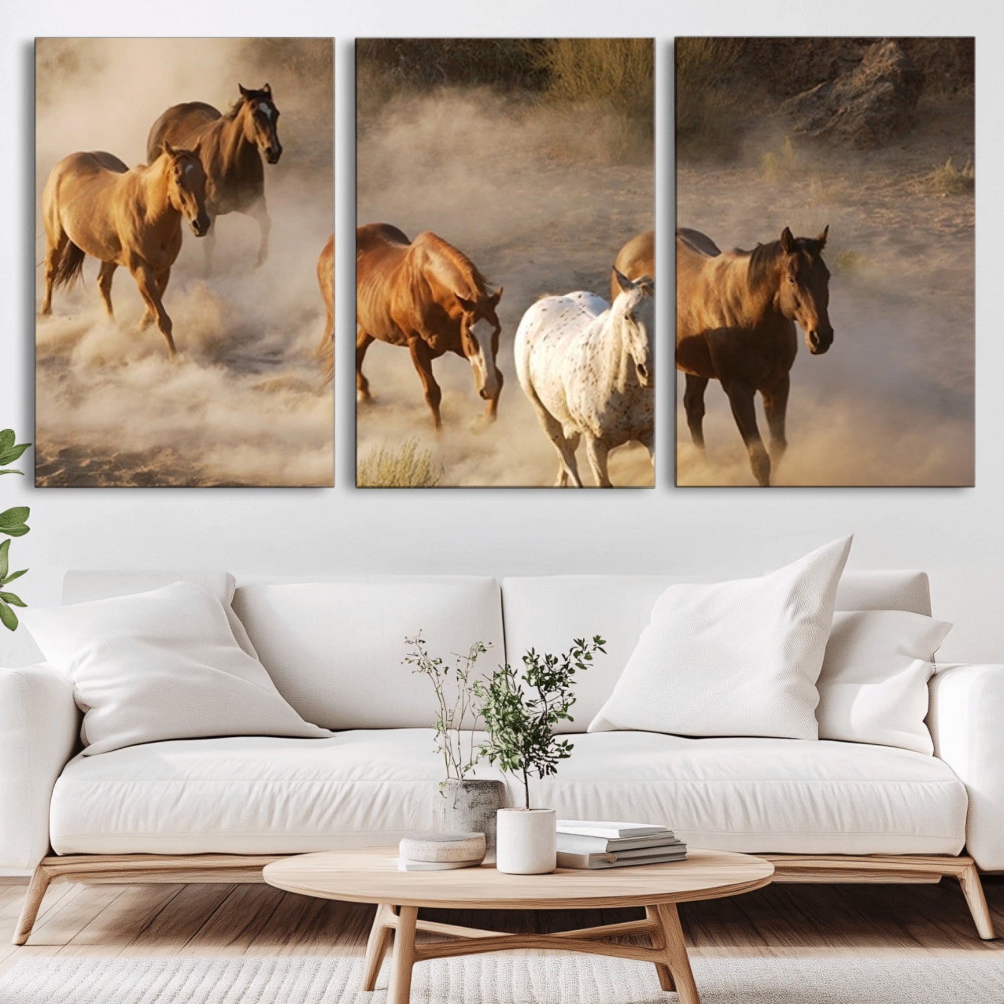 -Large Wall Art 5 Horses Running on Sand Canvas Print