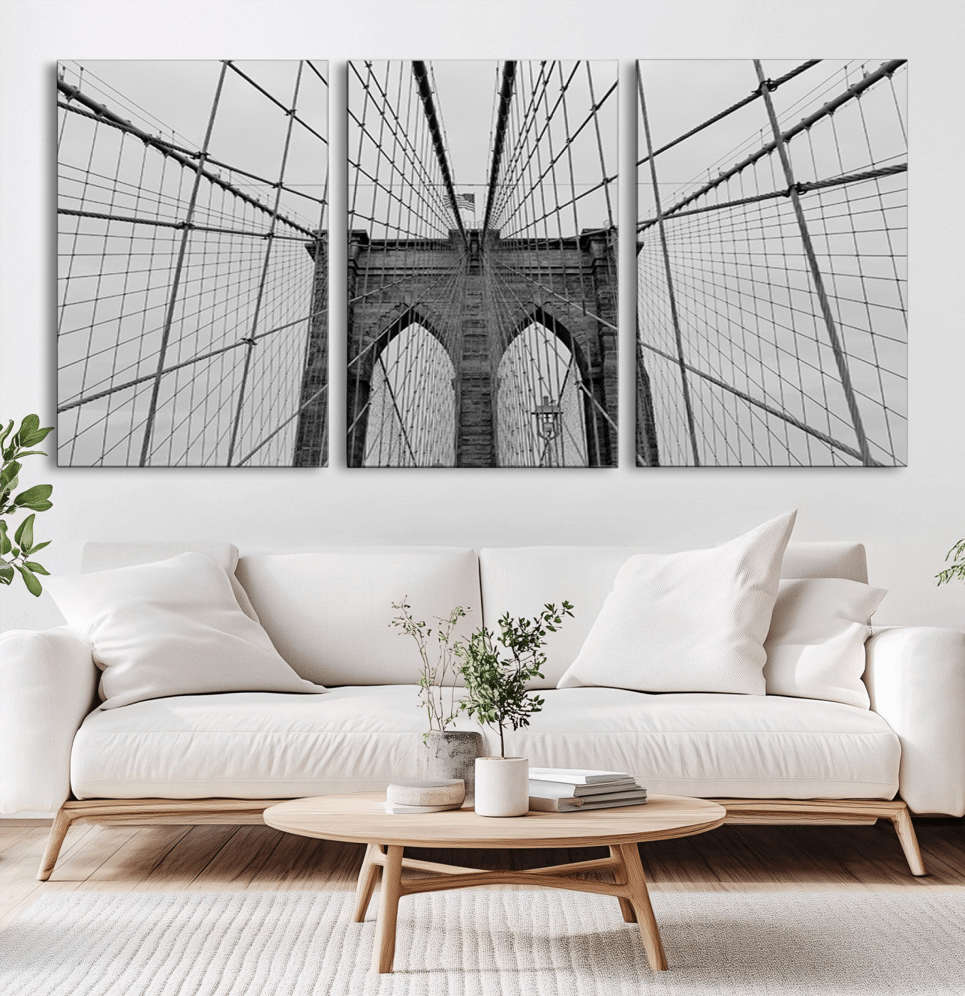 31341-MGV-CV-60X30-3P-Large Brooklyn Bridge Wall Art Canvas Print
