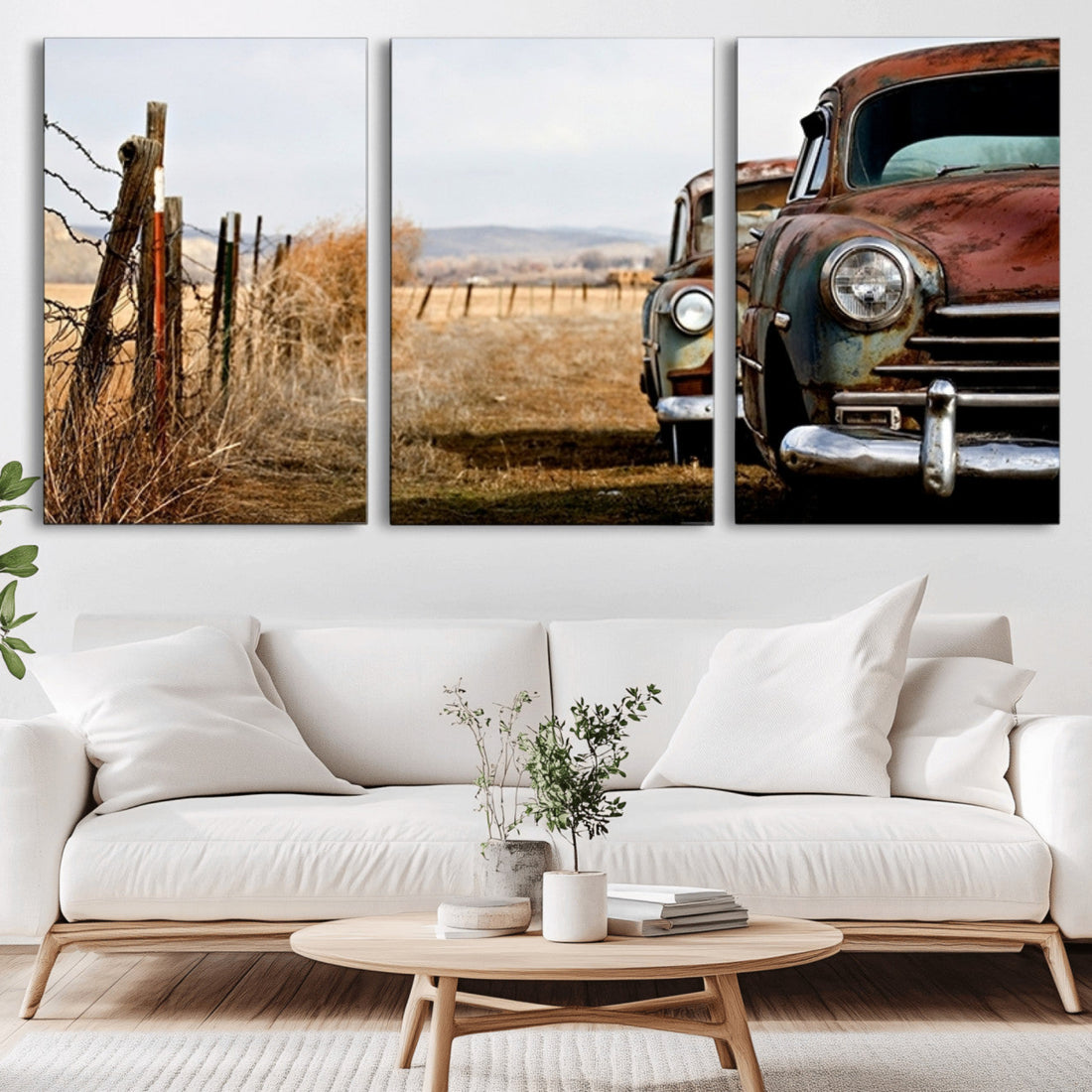 Old Rustic Classic Car Wall Art Canvas Print