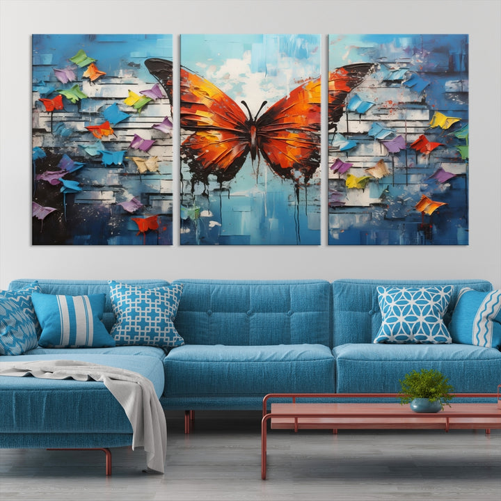 Butterfly Graffiti Abstract Canvas Print