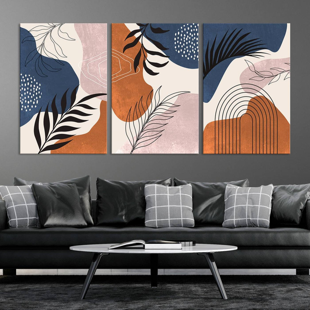 Boho Wall Art Canvas Print Set Mid-Century Prints Boho Wall Artwork Prints Boho Neutre