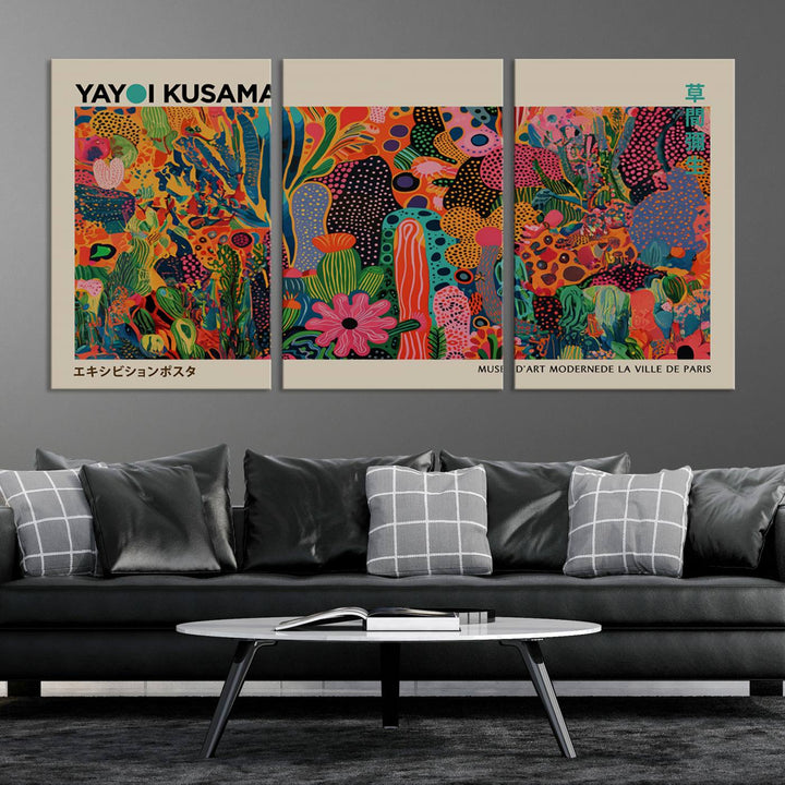 Framed Yayoi Kusama 1986 Wall Art Print adds contemporary style.