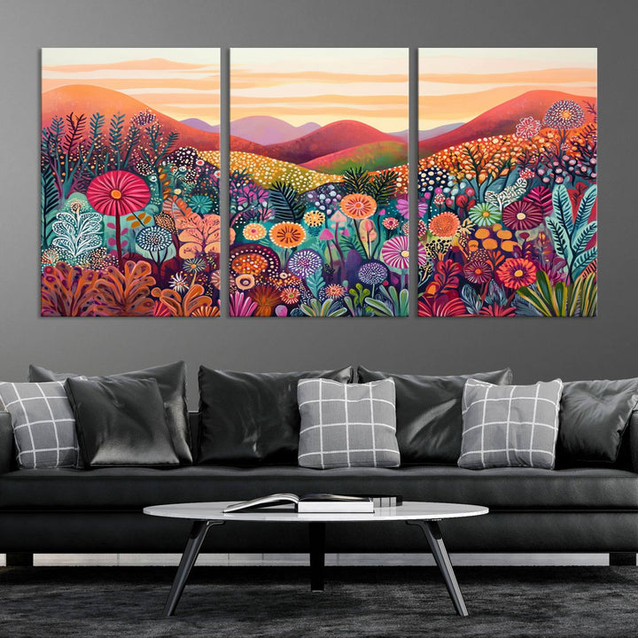 Yayoi Kusama 1986 Wall Art Print—a vibrant, Wabi Sabi abstract landscape that enhances tranquility.