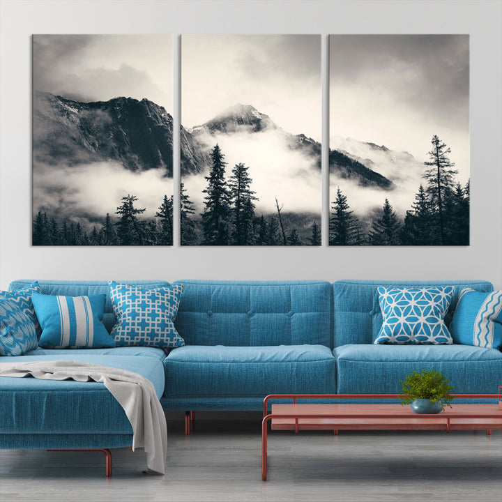 Montagnes Toile Foggy Forest Wall Art Mountain Banff Nal Park Print