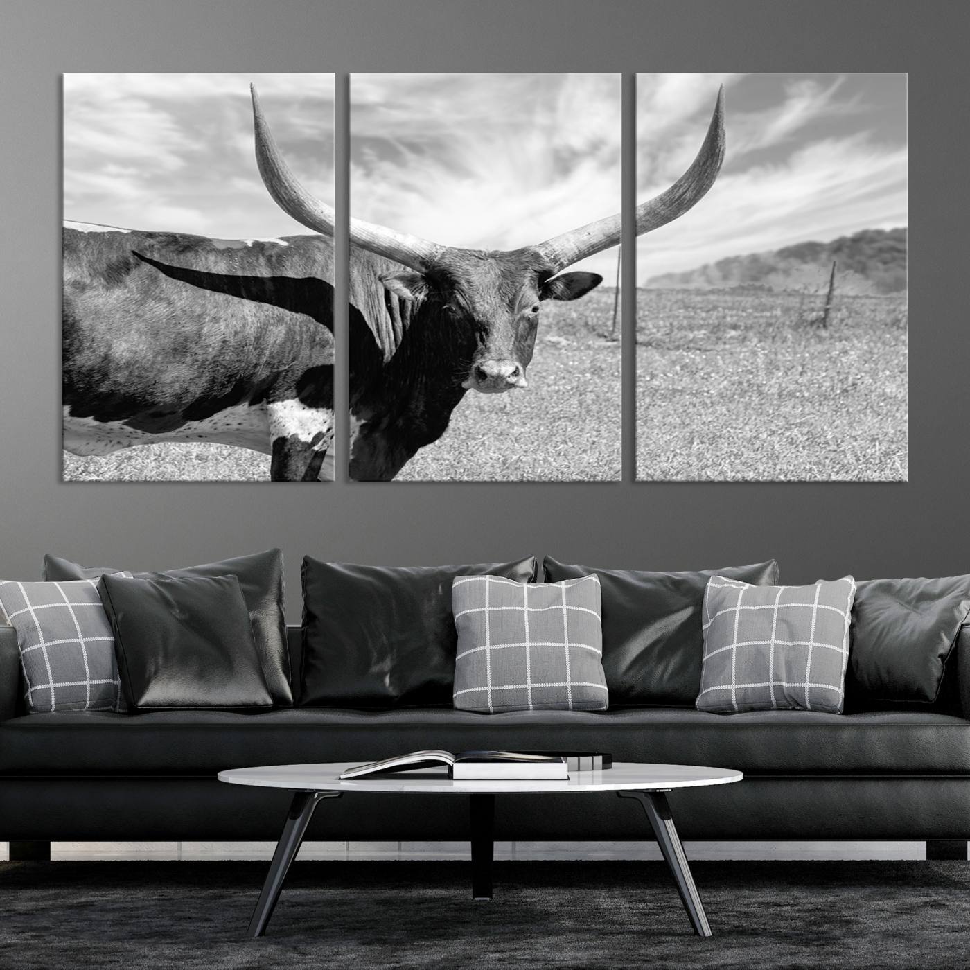 30017-MGV-CV-36X24-Cattle Wall Art Longhorn Cow Canvas Print