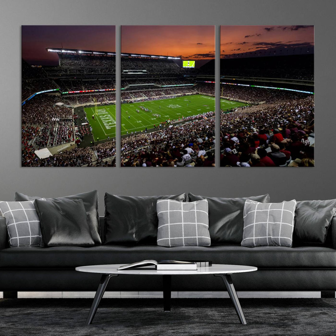 Texas A&M Aggies Football Team Print - College Station Kyle Field Stadium Wall Art Canvas Print