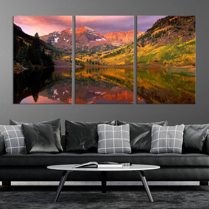Colorado Rockies Mountain Sunset Wall Art | Ready to Hang and Framed | Scenic Nature Landscape Canvas Print