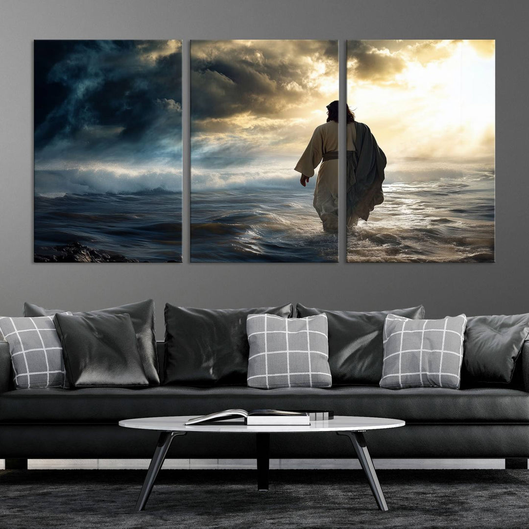 Jesus Walking on Water Wall Art | Canvas Print | Ready to Hang | Christian Home Decor | Spiritual Faith Wall Art | Inspirational Religious Wall Decor