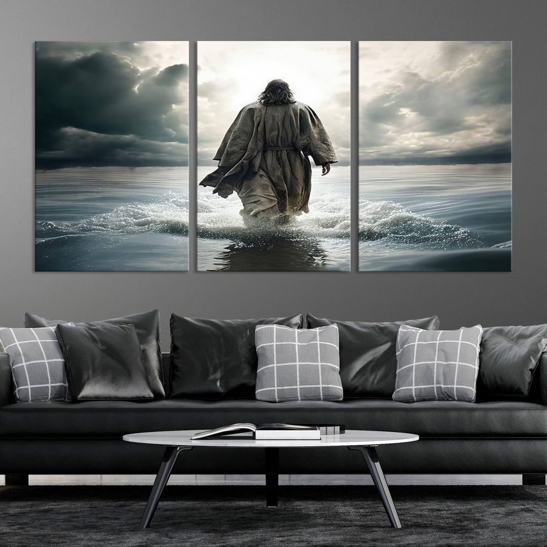 Jesus Walking on Water Wall Art | Canvas Print | Ready to Hang | Christian Home Decor | Spiritual Faith Wall Art | Inspirational Religious Wall Decor