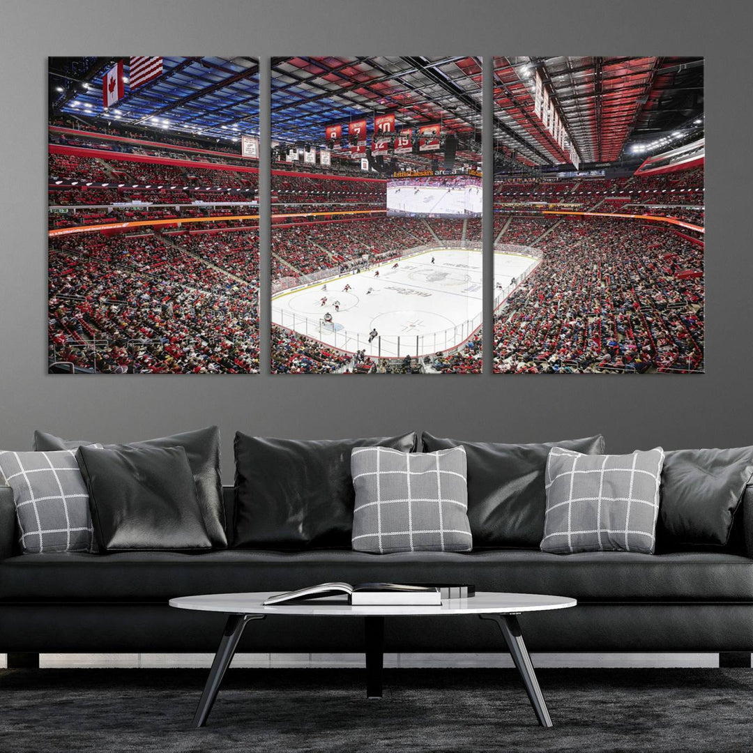 Barton Malow Little Caesars Arena Detroit Wall Art Canvas Print - Detroit Hockey and Basketball Stadium Print