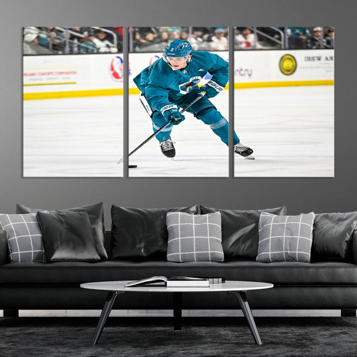 San Jose SharksIce Hockey Player Wall Art Canvas Print