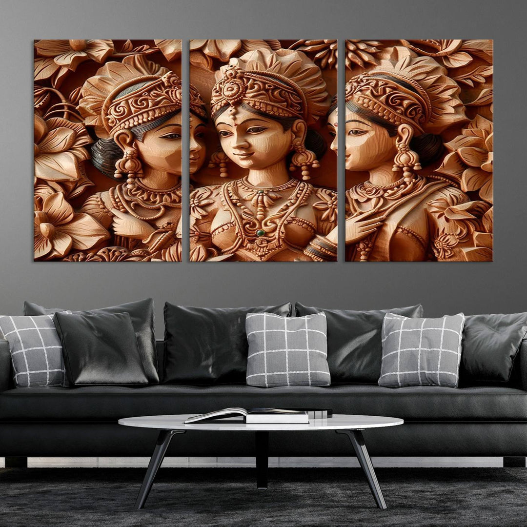 Indian Woman Statue Wall Art Canvas Print