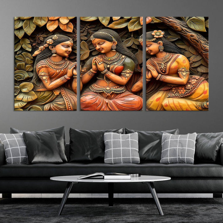 Indian Woman Statue Wall Art Canvas Print