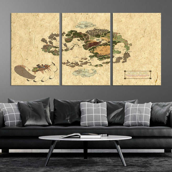 Last Air-Bender Avatar World Map Wall Art Canvas PrintWall Art Canvas Print