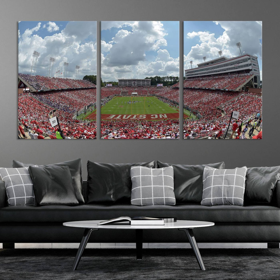 NC State Wolfpack Football Team Print - Raleigh Carter-Finley Stadium Wall Art Canvas Print