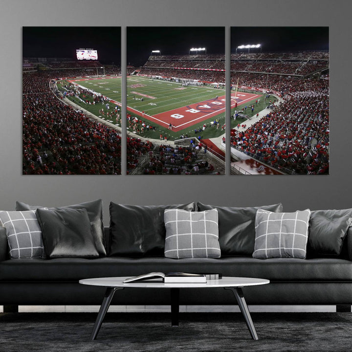 Houston Cougars Football Team Print - Houston TDECU Stadium Wall Art Canvas Print