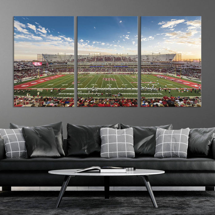 Houston Cougars Football Team Print - Houston TDECU Stadium Wall Art Canvas Print