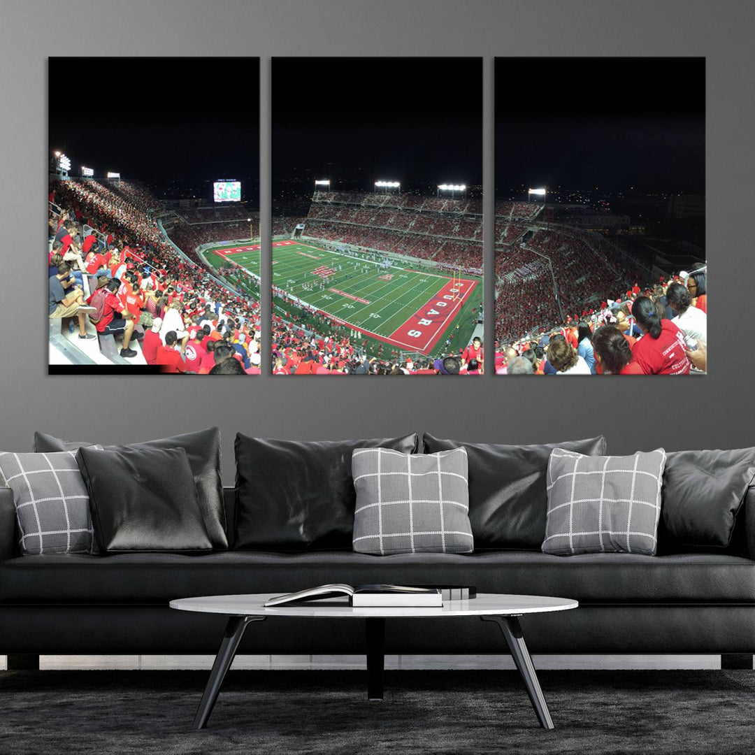 Houston Cougars Football Team Print - Houston TDECU Stadium Wall Art Canvas Print