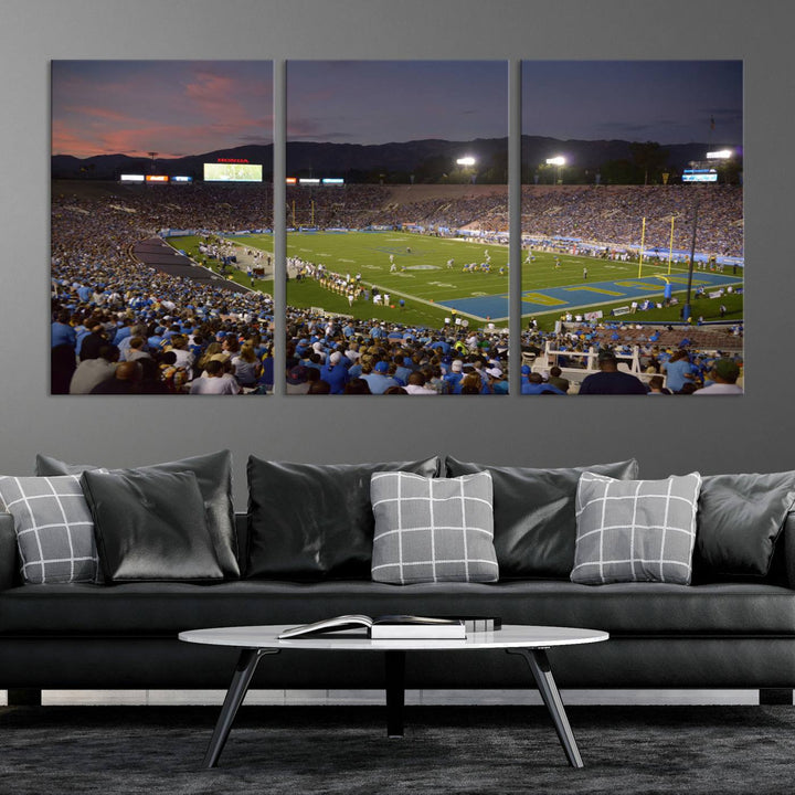 UCLA Bruins Football Team Print - Pasadena Rose Bowl Stadium Wall Art Canvas Print