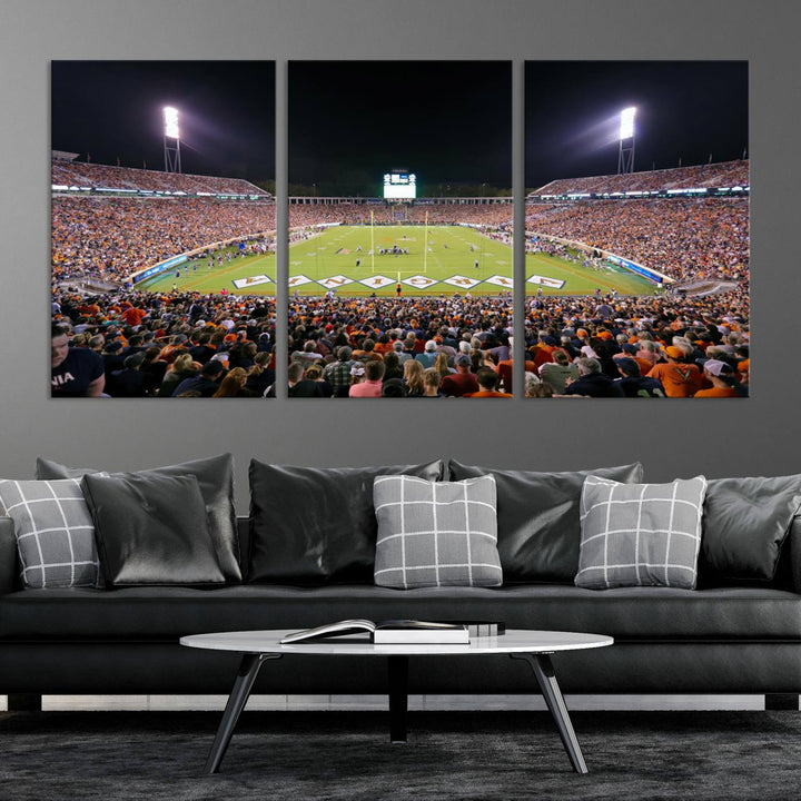 Virginia Cavaliers Football Team Print - Charlottesville Scott Stadium Wall Art Canvas Print