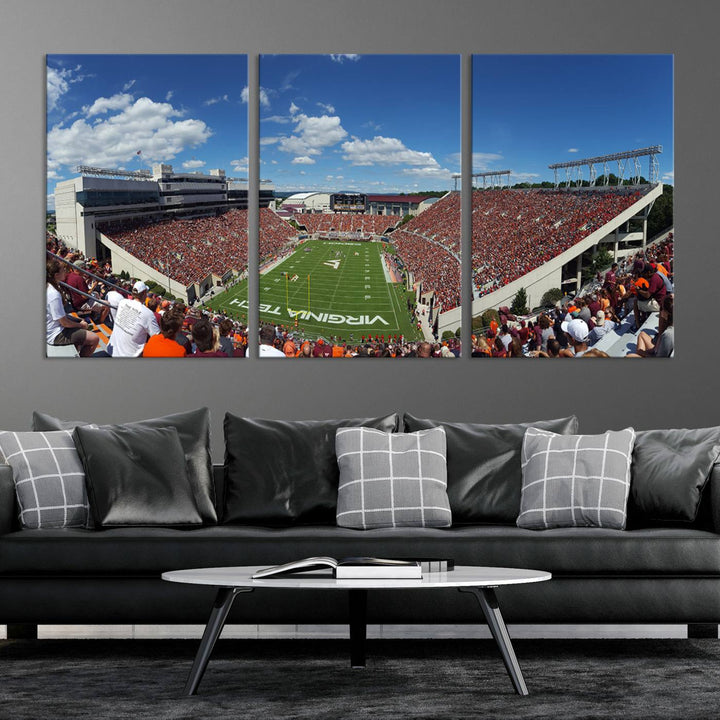 Virginia Tech Hokies Football Team Print - Blacksburg Lane Stadium Wall Art Canvas Print