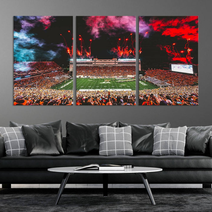 Virginia Tech Hokies Football Team Print - Blacksburg Lane Stadium Wall Art Canvas Print