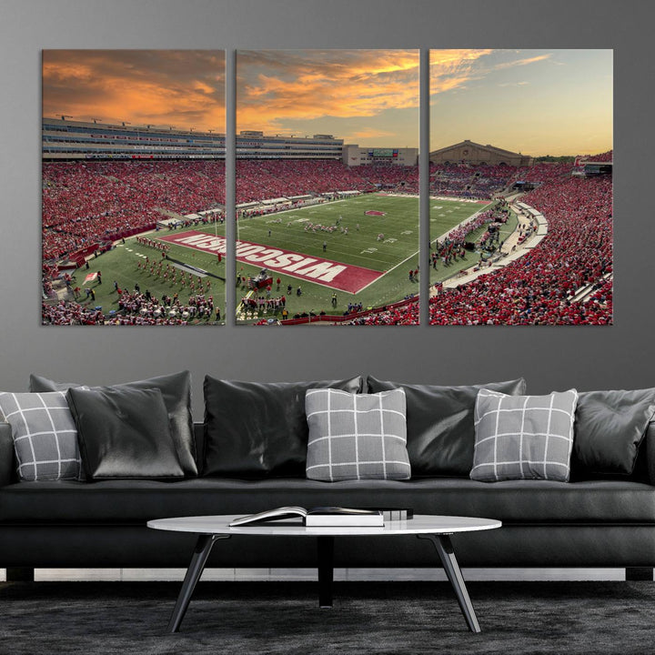 Wisconsin Badgers Football Team Print - Madison Camp Randall Stadium Wall Art Canvas Print