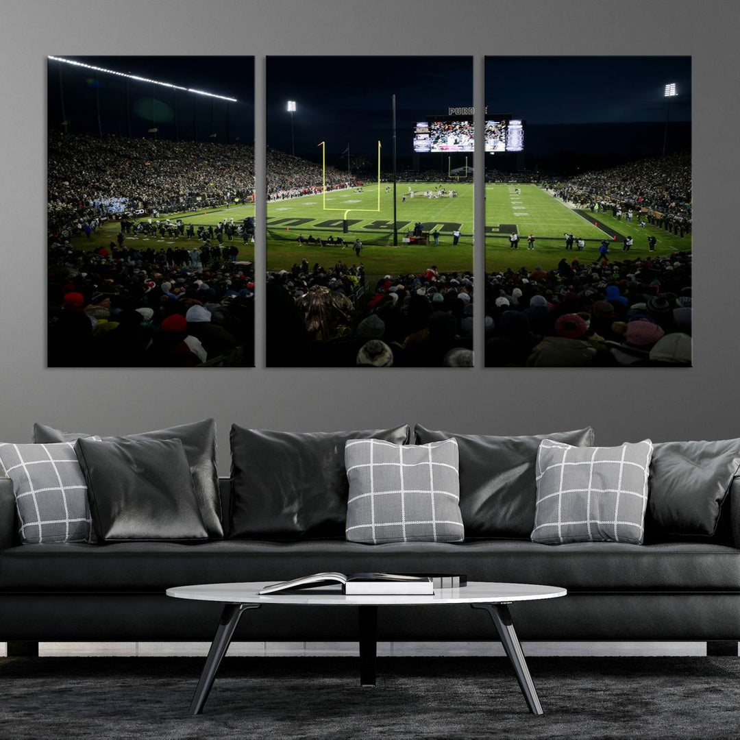 Purdue Boilermakers Football Team Print - West Lafayette Ross–Ade Stadium Wall Art Canvas Print