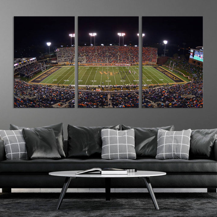 Demon Deacons Football Team Print - Winston-Salem Allegacy Federal Credit Union Stadium Wall Art Canvas Print