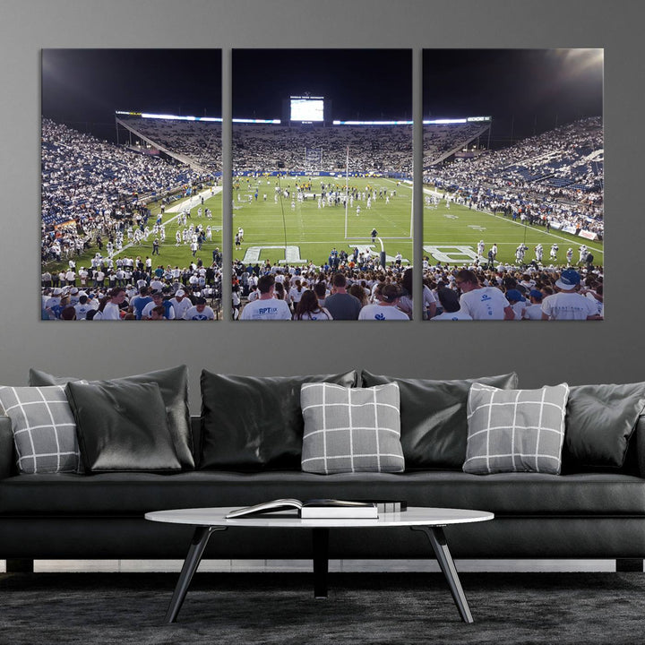 Brigham Young University Cougars Football Team Print - Provo LaVell Edwards Stadium Wall Art Canvas Print.