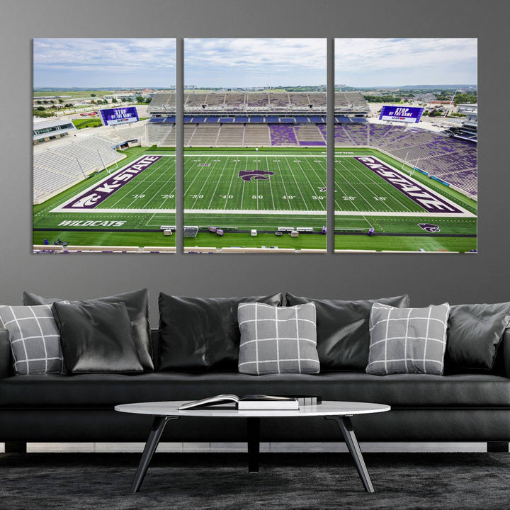 KState Wildcats Football Team Print - Manhattan Bill Snyder Family Football Stadium Wall Art Canvas Print