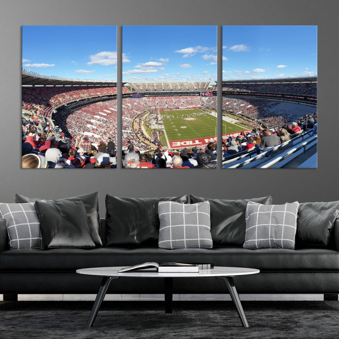 University of Alabama Crimson Tide Football Team Print - Tuscaloosa Bryant-Denny Stadium Wall Art Canvas Print