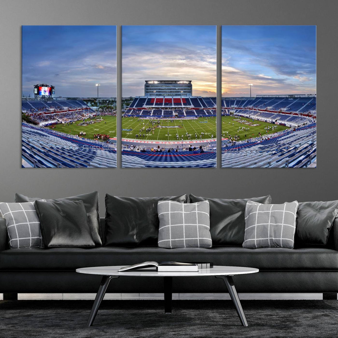 Florida Atlantic University Owls Football Team Print - Boca Raton FAU Stadium Wall Art Canvas Print