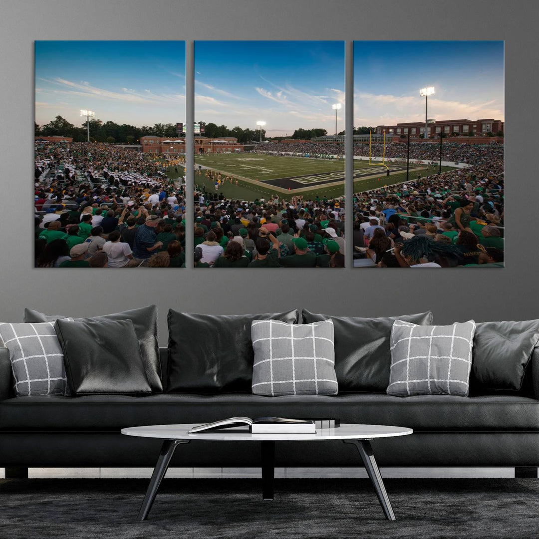 University of Charlotte 49ers Football Team Print - Charlotte Jerry Richardson Stadium Wall Art Canvas Print