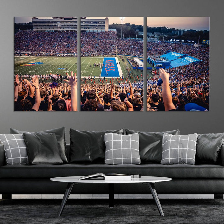 University of Kansas Jayhawks Football Team Print - Lawrence Kansas Memorial Stadium Wall Art Canvas Print