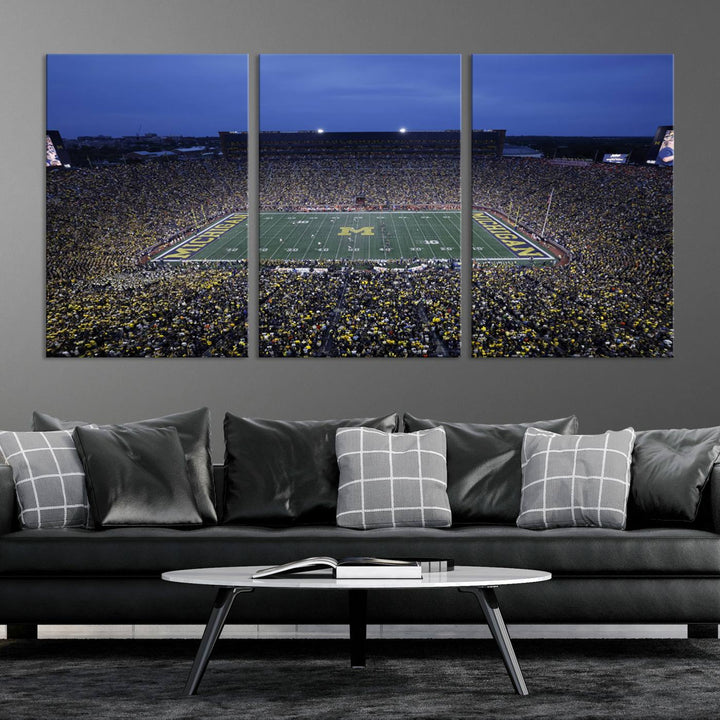 University of Michigan Wolverines Football Team Print - Ann Arbor Michigan Stadium Wall Art Canvas Print