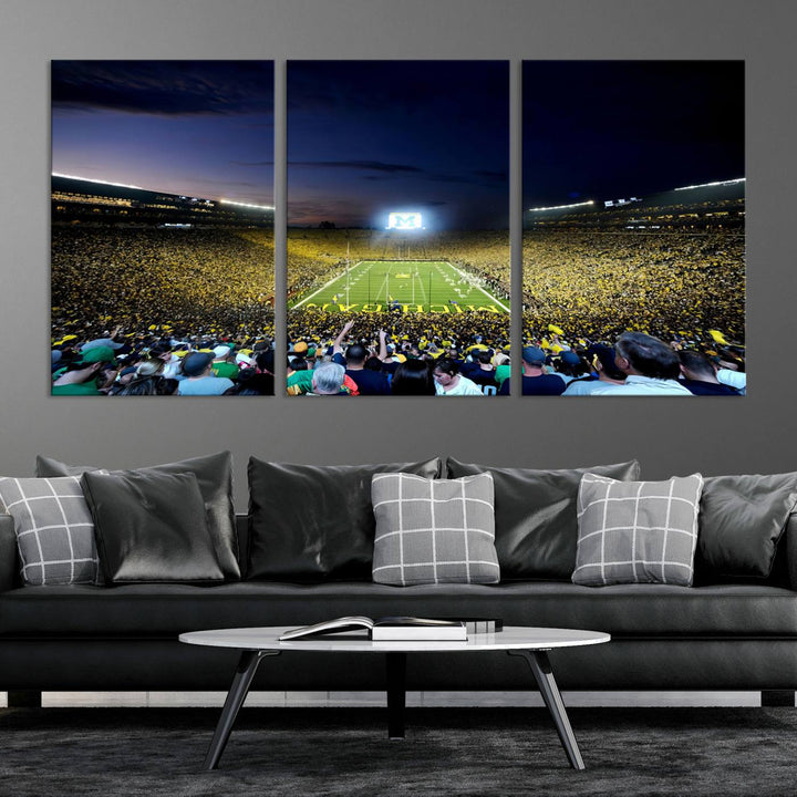 University of Michigan Wolverines Football Team Print - Ann Arbor Michigan Stadium Wall Art Canvas Print