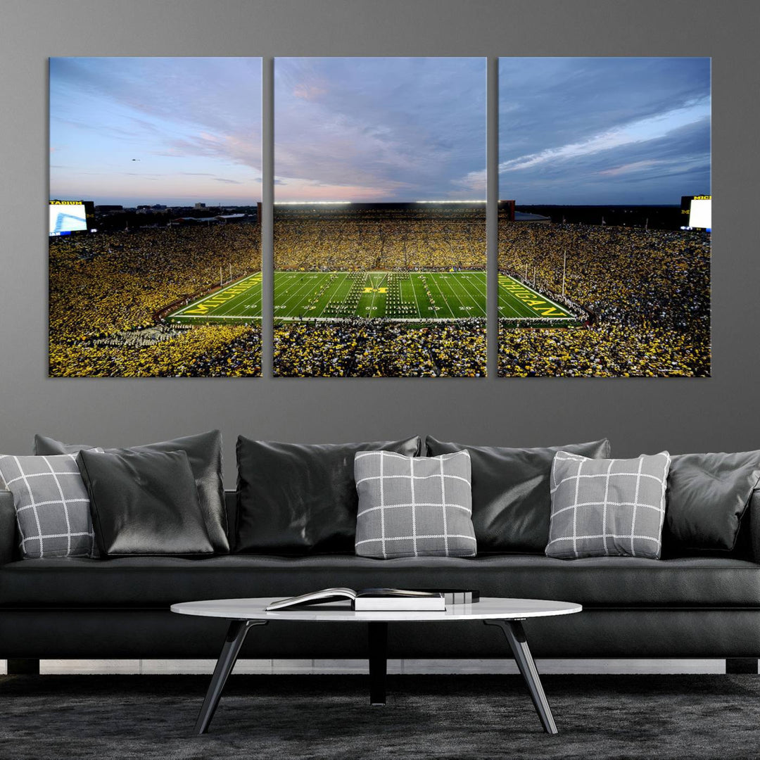 University of Michigan Wolverines Football Team Print - Ann Arbor Michigan Stadium Wall Art Canvas Print