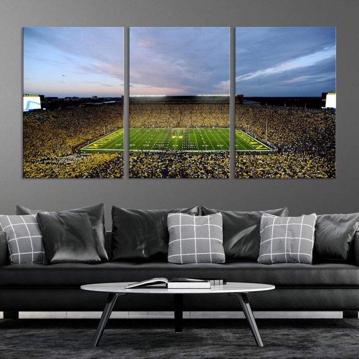 University of Michigan Wolverines Football Team Print - Ann Arbor Michigan Stadium Wall Art Canvas Print